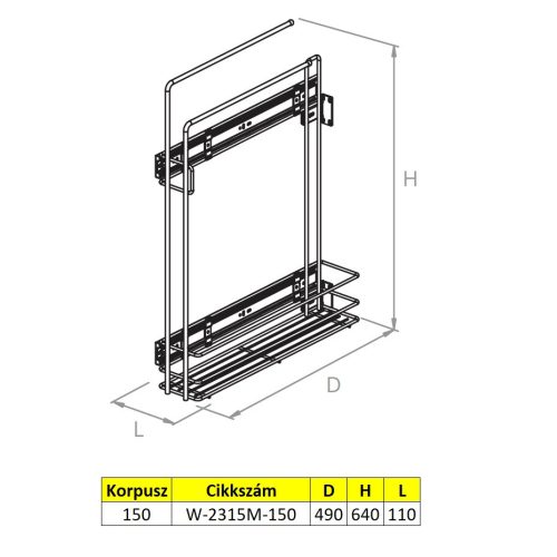 Nomet 150 mm oldalra szerelhető konyharuha tartó