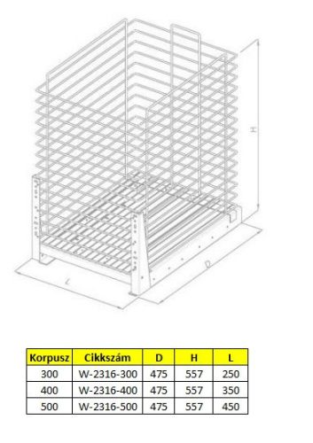 Nomet fenékre szerelhető szennyestartó - több méretben