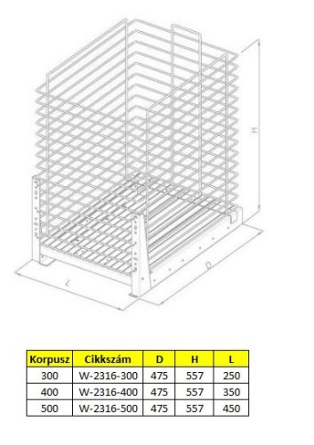 Nomet fenékre szerelhető szennyestartó - több méretben