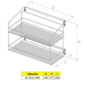 Nomet 2 polcos kihúzható ruhás kosár