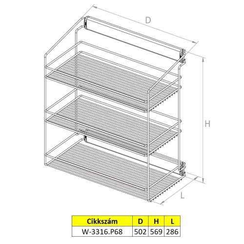 Nomet 3 polcos kihúzható ruhás kosár