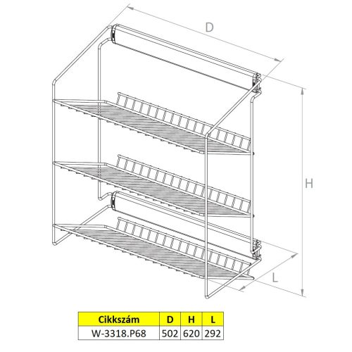Nomet 3 polcos kihúzható cipőtartó