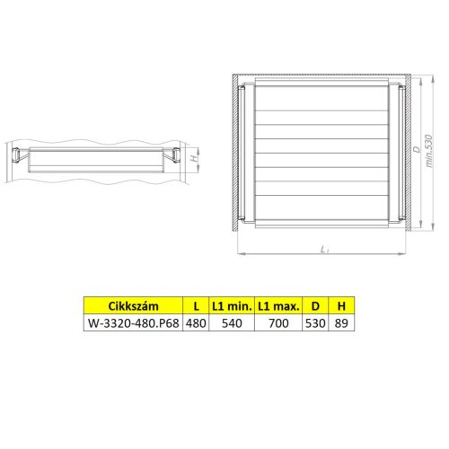 Nomet kihúzható szennyes tálca 540-700 mm