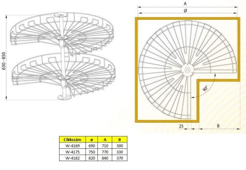 Nomet 3/4 forgókosár - több méretben