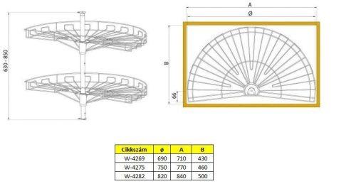 Nomet félkör forgókosár - több méretben