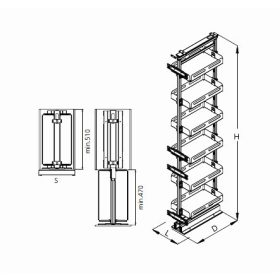   Nomet lemeztálcás kamravasalat - 1210-1410 mm magas - több méretben