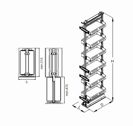 Nomet lemeztálcás kamravasalat - 1410-1710 mm magas - több méretben