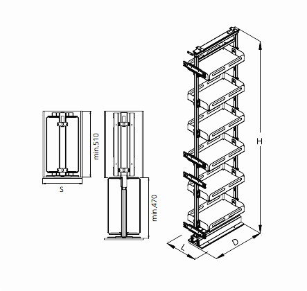 Nomet lemeztálcás kamravasalat - 1910-2110 mm magas - több méretben