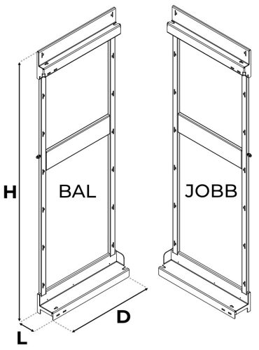 Nomet keskeny lemeztálcás kamravasalat - 1700 mm magas - több kivitel