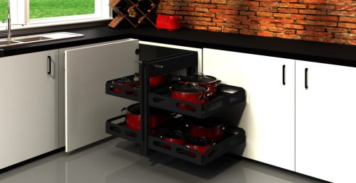 Nomet kihúzható antracit lemeztálcás magic corner - több méretben